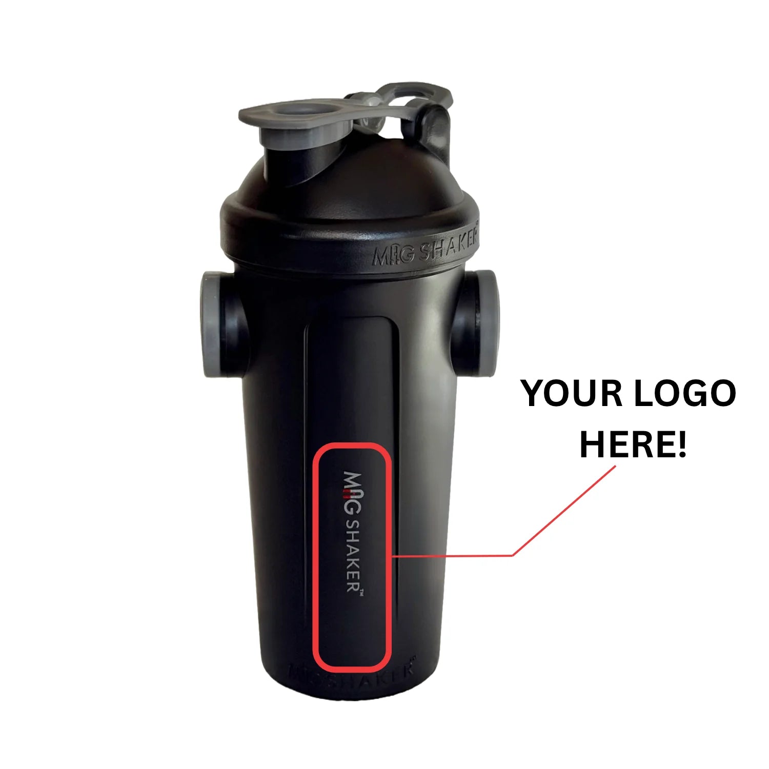 Black bottle with custom logo callout